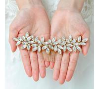 Jeairts Rhinestone Wedding Hair Comb Gold Bridal Hair Pieces Sparkly Crystal Bride Hair Jewelry Decorative Wedding Hair Accessories for Women and Girls