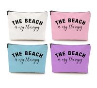 jealance Beach Vacation Essentials Makeup Bag, Cute Cosmetic Bags for Women, Travel Toiletry Bag Girls Trip Gifts for Girls Birthday, 4PCS Beach Therapy 1024, 9.7" x 6.8 "x 2"