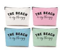 jealance Beach Vacation Essentials Makeup Bag, Cute Cosmetic Bags for Women, Travel Toiletry Bag Girls Trip Gifts for Girls Birthday, 4PCS Beach Therapy 1025, 9.7" x 6.8 "x 2"