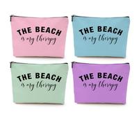 jealance Beach Vacation Essentials Makeup Bag, Cute Cosmetic Bags for Women, Travel Toiletry Bag Girls Trip Gifts for Girls Birthday, 4PCS Beach Therapy 1027, 9.7" x 6.8 "x 2"