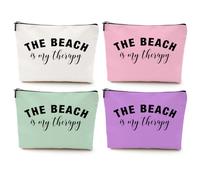 jealance Beach Vacation Essentials Makeup Bag, Cute Cosmetic Bags for Women, Travel Toiletry Bag Girls Trip Gifts for Girls Birthday, 4PCS Beach Therapy 1026, 9.7" x 6.8 "x 2"