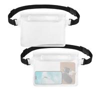 jealkip 2-Pack Waterproof Pouch with Adjustable Waist Strap, Waterproof Dry Bag, Keeps Cell Phones and Valuables Safe and Dry, Perfect for Kayaking, Beach, Camping and Swimming (Black), White