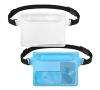 jealkip 2-Pack Waterproof Pouch with Adjustable Waist Strap, Waterproof Dry Bag, Keeps Cell Phones and Valuables Safe and Dry, Perfect for Kayaking, Beach, Camping and Swimming (Sky Blue + White)