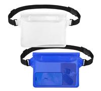 jealkip 2-Pack Waterproof Pouch with Adjustable Waist Strap, Waterproof Dry Bag, Keeps Cell Phones and Valuables Safe and Dry, Perfect for Kayaking, Beach, Camping and Swimming (Dark Blue + White)