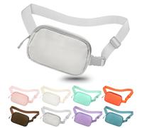jealkip Fanny Pack Crossbody Bag for Women and Men, Belt Bag for Hiking Bum Bag with Adjustable Strap, Waist pack for Running Workout Sports Travel, Pale Grey, 45 inches (strap length), Fanny Pack