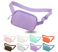 jealkip Fanny Pack Crossbody Bag for Women and Men, Belt Bag for Hiking Bum Bag with Adjustable Strap, Waist pack for Running Workout Sports Travel, Pale Purple, [IN] 45 inches (strap length), Fanny