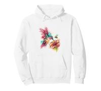 Jealous Bee Hummingbird & Hibiscus Flower Watercolor Pullover Hoodie