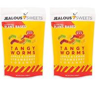 JEALOUS SWEETS Apple Lemon Strawberry Orange Gummy Tangy Worms (1 x 125g Share Bag) Vegan Gluten & Dairy Free Gummies. Tasty Natural Fruit Chewy Treats. No Artificial Colour, Gelatine Free Gums