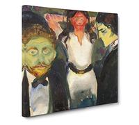 Jealousy by Edvard Munch Canvas Print | Gallery Wrapped 30mm Frame Wall Art | 14x14 inches | Ready to Hang | Modern Picture | Living Room Bedroom Lounge Office