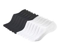 JEAMZHU No Show Socks Women's Short Anti Slip Low Cut Socks Invisible Breathable Lining Sweat Wicking 6 pcs, White/Black, 5-7