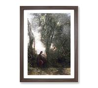 Jean Baptiste Camille Corot Cupids Classic Painting Framed Print | A2 Walnut Framed Wall Art | Ready to Hang | Classic Historical Picture | Living Room Bedroom Lounge Office