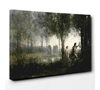 Jean-Baptiste Camille Corot Orpheus Leading Eurydice Canvas Print | Gallery Wrapped 30mm Frame Wall Art | 30x20 inches | Ready to Hang | Modern Picture | Living Room Bedroom Lounge Office