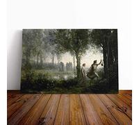 Jean-Baptiste Camille Corot Orpheus Leading Eurydice Canvas Print | Gallery Wrapped 30mm Frame Wall Art | 20x14 inches | Ready to Hang | Modern Picture | Living Room Bedroom Lounge Office