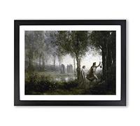 Jean Baptiste Camille Corot Orpheus Leading Eurydice Classic Painting Framed Print | A2 Black Framed Wall Art | Ready to Hang | Classic Historical Picture | Living Room Bedroom Lounge Office