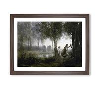 Jean Baptiste Camille Corot Orpheus Leading Eurydice Classic Painting Framed Print | A4 Walnut Framed Wall Art | Ready to Hang | Classic Historical Picture | Living Room Bedroom Lounge Office