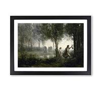 Jean-Baptiste Camille Corot Orpheus Leading Eurydice Framed Print | A2 Oak Framed Wall Art | Ready to Hang | Modern Nature Picture | Living Room Bedroom Lounge Office