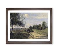 Jean Baptiste Camille Corot The Wagon Classic Painting Framed Print | A2 Walnut Framed Wall Art | Ready to Hang | Classic Historical Picture | Living Room Bedroom Lounge Office