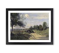 Jean Baptiste Camille Corot The Wagon Classic Painting Framed Print | A4 Black Framed Wall Art | Ready to Hang | Classic Historical Picture | Living Room Bedroom Lounge Office
