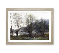 Jean Baptiste Camille Corot Two Woman Classic Painting Framed Print | A4 Oak Framed Wall Art | Ready to Hang | Classic Historical Picture | Living Room Bedroom Lounge Office