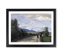 Jean Baptiste Camille Corot With Cow Classic Painting Framed Print | A3 Black Framed Wall Art | Ready to Hang | Classic Animal Picture | Living Room Bedroom Lounge Office