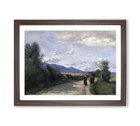 Jean Baptiste Camille Corot With Cow Classic Painting Framed Print | A4 Walnut Framed Wall Art | Ready to Hang | Classic Animal Picture | Living Room Bedroom Lounge Office