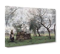 Jean Baptiste Camille Corot Woman Working Canvas Print | Gallery Wrapped 30mm Frame Wall Art | 24x16 inches | Ready to Hang | Classic People Picture | Living Room Bedroom Lounge Office