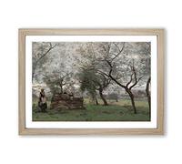 Jean-Baptiste Camille Corot Woman Working Framed Print | A2 Oak Framed Wall Art | Ready to Hang | Modern Nature Picture | Living Room Bedroom Lounge Office