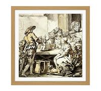 Jean Baptiste Greuze Savoyard With A Dancing Doll Square Wooden Framed Wall Art Print Picture 16X16 Inch