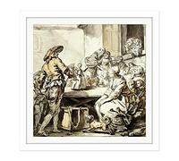 Jean Baptiste Greuze Savoyard With A Dancing Doll Square Wooden Framed Wall Art Print Picture 16X16 Inch
