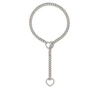 Jean Beau Chunky Heart Locker With Key O-Ring Slip Chain Necklace for Men Women, Punk Rock Cuban Miami Stainless Steel Adjustable Long Lariat Y-Necklace Jewelry Gift, Stainless Steel, No Gemstone