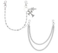 Jean Chain & Wallet Chain - Silver Waist Chain for Men & Women | Edgy Accessory for Goth, Hip Hop & Biker Fashion | Durable Metal Trouser Chain with Secure Clasp 2pcs