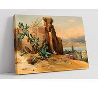 Jean-Charles-Joseph Rémond Ancient Ruins above Messina Canvas Wall Art Picture Print - 30 inch wide x 20 inch high (Frame Depth 30mm)