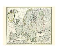Jean Claude Dezauche Map Of Europe Art Print Canvas Premium Wall Decor Poster Mural