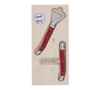 Jean Dubost Laguiole JD97252.RED Corkscrew & Bottle Opener Set with Handles, Stainless Steel