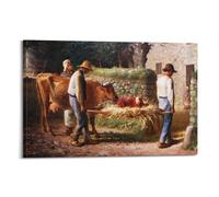 Jean François·Millet Peasants Bringing Home A Calf Born in The Fields Painter Masterpiece Poster Canvas Art And Wall Art Picture Print Modern Family Bedroom Decors 16x24inch(40x60cm)