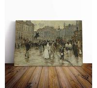 Jean-Francois Raffaelli Landscape with People (1) Canvas Print | Gallery Wrapped 30mm Frame Wall Art | 24x16 inches | Ready to Hang | Modern Landscape Picture | Living Room Bedroom Lounge Office