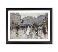 Jean Francois Raffaelli Landscape with People No.1 Classic Painting Framed Print | A2 Black Framed Wall Art | Ready to Hang | Classic Historical Picture | Living Room Bedroom Lounge Office