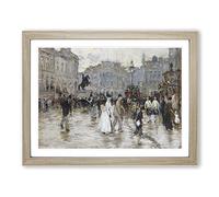 Jean Francois Raffaelli Landscape with People No.1 Classic Painting Framed Print | A2 Oak Framed Wall Art | Ready to Hang | Classic Historical Picture | Living Room Bedroom Lounge Office
