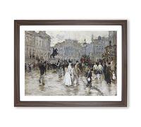 Jean Francois Raffaelli Landscape with People No.1 Classic Painting Framed Print | A3 Walnut Framed Wall Art | Ready to Hang | Classic Historical Picture | Living Room Bedroom Lounge Office