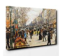 Jean-Francois Raffaelli On The Grand Boulevard Canvas Print | Gallery Wrapped 30mm Frame Wall Art | 30x20 inches | Ready to Hang | Modern Picture | Living Room Bedroom Lounge Office