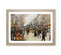 Jean-Francois Raffaelli On The Grand Boulevard Framed Print | A2 Oak Framed Wall Art | Ready to Hang | Modern Nature Picture | Living Room Bedroom Lounge Office