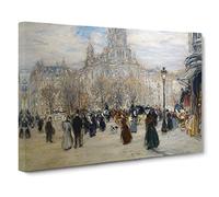 Jean Francois Raffaelli Place St Augustin Classic Painting Canvas Wall Art Print Ready to Hang, Framed Picture for Living Room Bedroom Home Office Décor, 20x14 Inch (50x35 cm)
