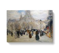 Jean Francois Raffaelli Place St Augustin Classic Painting Canvas Wall Art Print Ready to Hang, Framed Picture for Living Room Bedroom Home Office Décor, 50x35 cm (20x14 Inch)
