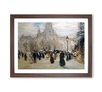 Jean Francois Raffaelli Place St Augustin Classic Painting Framed Wall Art Print, Ready to Hang Picture for Living Room Bedroom Home Office Décor, Walnut A3 (46 x 34 cm)