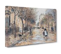 Jean Francois Raffaelli Street in Asniecres Canvas Print | Gallery Wrapped 30mm Frame Wall Art | 30x20 inches | Ready to Hang | Classic Cityscape Picture | Living Room Bedroom Lounge Office