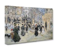 Jean Francois Raffaelli The Boulevard Classic Painting Canvas Wall Art Print Ready to Hang, Framed Picture for Living Room Bedroom Home Office Décor, 24x16 Inch (60x40 cm)