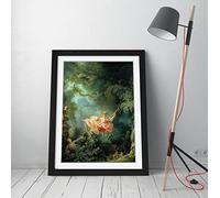 Jean Honore Fragonard The Swing Framed Wall Art Picture Print - A4 - Black Frame