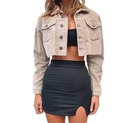 Jean Jacket Women Oversized Black Denim Jacket - Beige - S