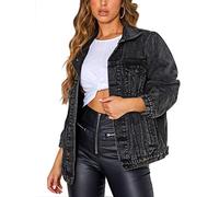 Jean Jacket Women Oversized Black Denim Jacket - Black - XL