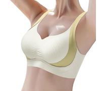 Jean Leggings Pregnancy Wireless Bra for Women, Ruched Bra, Anti-Sagging Boobs, Lift Up Push-up Bra for Older Women High Waist Cotton Pack, Yellow, XL